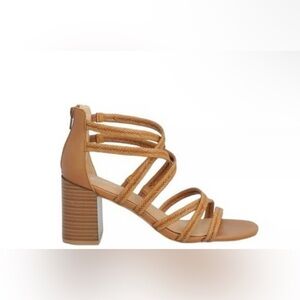 Market & Spruce Paloma Braided Strappy Leather Heel Cognac Size 9